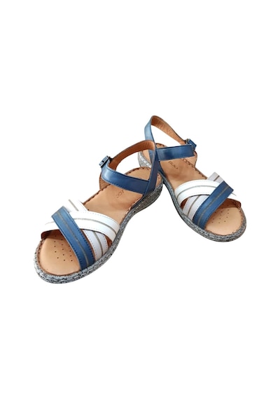 Castle Black 22382 Kadın Hakiki Deri Comfort Sandalet Lacivert Siyah