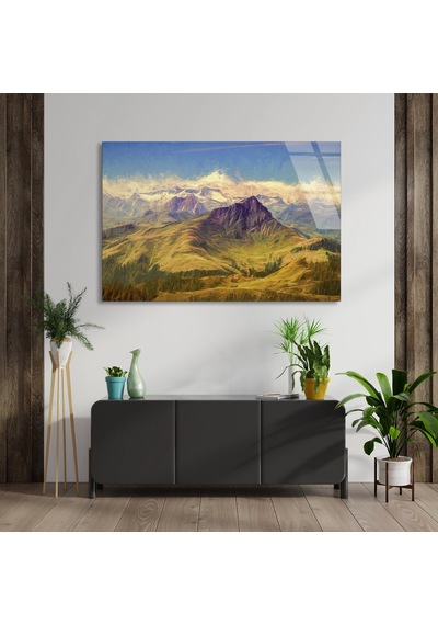 Karlı Dağ Zirvesi - Cam Tablo - Deg0945 90 X 60 Cm