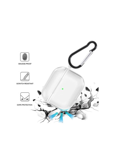 Airpods Pro 2 İle Uyumlu Şeffaf Silikon Kılıf Tam Koruma Kancalı Anahtarlık Delikli Apple Airpods Pro 2 İle Uyumlu Şeffaf Silikon Kılıf