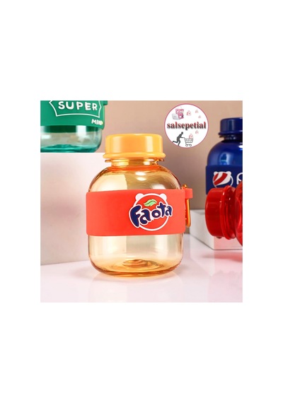 Mini Renkli Su Şişesi 350ml Figürlü Renkli Mini Suluk Matara 350ml Turuncu