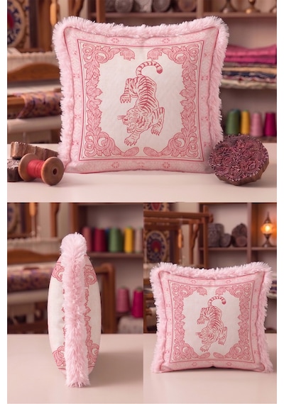 Egzotik Kaplan Motifli Şatafatlı Saçaklı Yastık Kılıfı-saray Boho Krem Pembe Püsküllü Kırlent Kılıfı Gizli Esinti Aura Egzotik Kaplan Motifli Şatafatlı Saçaklı Yastık Kılıfı-saray Boho Krem Pembe Püsküllü Kırlent Kılıfı Gizli Esinti Aura