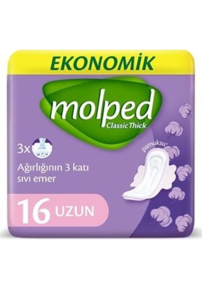 Molped Classic Thick Hijyenik Ped Uzun 16'lı