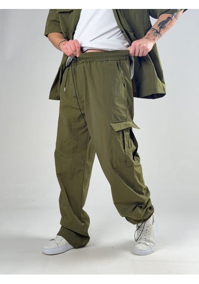Haki Oversize Erkek Paraşüt Takım Coc3082