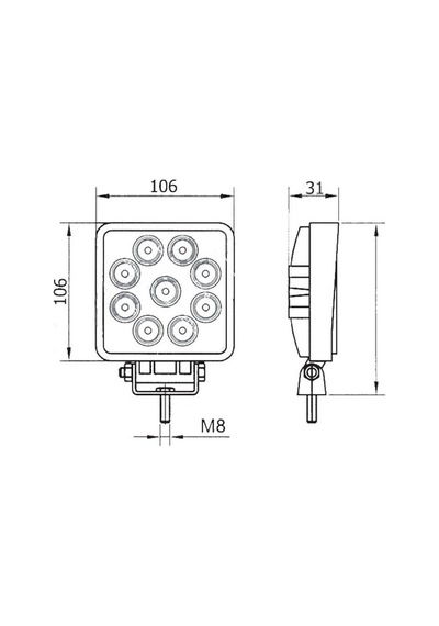 Kare Çalışma Lambası 16 Ledli 48 Power Led Beyaz - 92