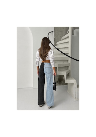 Bluemarlin Çift Renkli Bol Paça Denim/kot Pantolon Çok Renkli