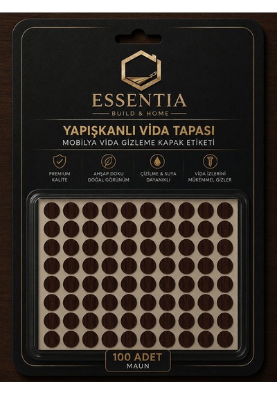 Yapışkanlı Vida Tapası Maun Mobilya Vida Gizleme Kapak Etiketi 100 Adet Çoklu Renk