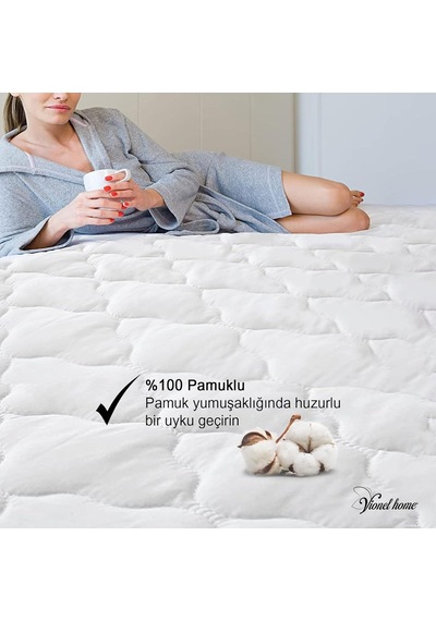Vionel Home%100 Pamuklu Kapitone Sıvı Geçirmez Yatak Koruyucu Alez Fitted Full Kenar 180x200 Cm Diğer