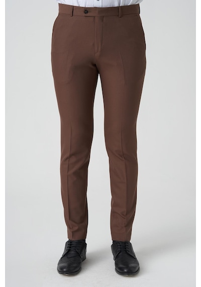 White Stone Alverca Do Ribatejo P1028 Slim Fit Kumaş Pantolon Kahve Kahve Kahverengi