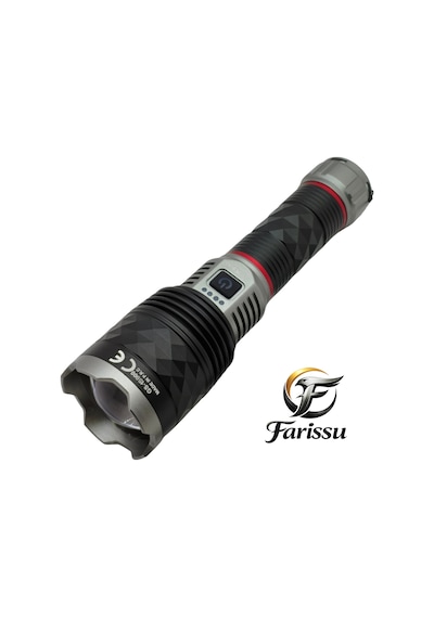 Gold Silver Gs-15900 Profesyonel Şarjlı El Feneri 60w 6000 Lümen - 7000 Mah Zoomlu El Feneri Siyah