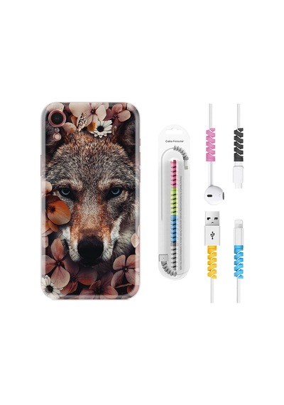 Apple Uyumlu iPhone XR Kılıf Kablo Koruyuculu Flowers Fox 1310