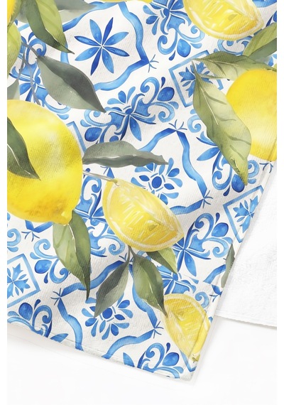 Limon Temalı Akdeniz Çini Plaj Havlusu - Tropikal Modern Mavi Sarı Hızlı Kuruyan Mikrofiber Havlu Gölgeli Mimoza Limon Temalı Akdeniz Çini Plaj Havlusu - Tropikal Modern Mavi Sarı Hızlı Kuruyan Mikrofiber Havlu Gölgeli Mimoza