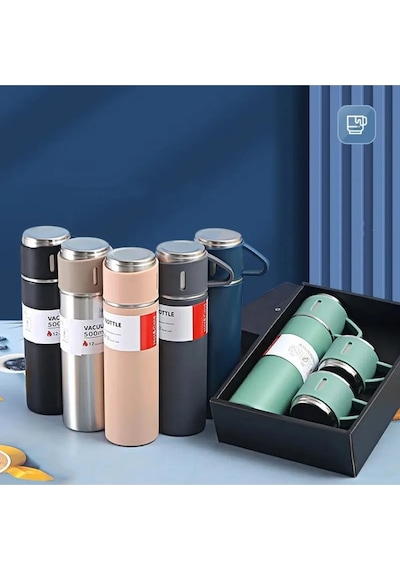 Ucuztekno Vacuum Flask Set Termos Siyah