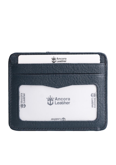 Ancora Leather Hakiki Deri Çıtçıtlı-para Bölmeli Kartlık Lacivert-26209