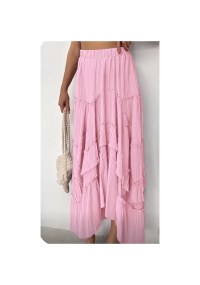 Die&more Fırfırlı Gofre Etek Pembe Pembe