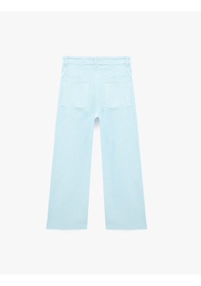 Koton Normal Bel Rahat Kalıp Kesik Paça Jean Pantolon - Culoette Jean Mavi 6sal40004mw