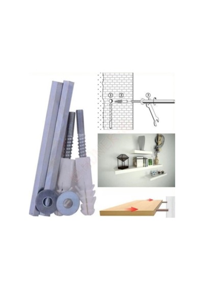 Gizli Raf Tutucu 14 Cm X 8 Mm, İki Takım Krom
