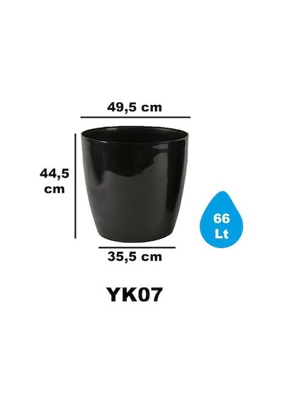 Yakut Saksı İç Dış Kabı 66 Litre No:07 Siyah Diğer