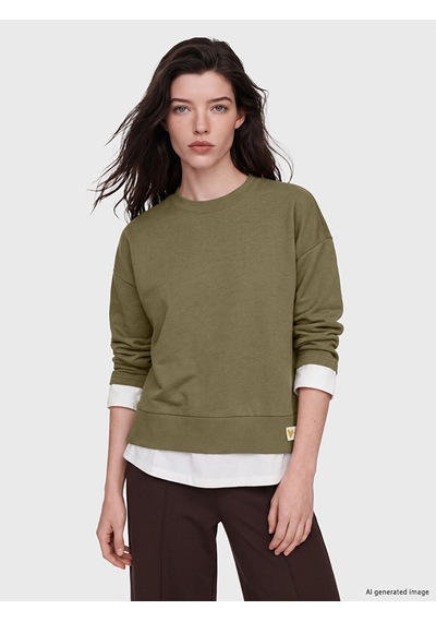 Lcw Comfort Haki Bisiklet Yaka Oversize Kadın Sweatshirt