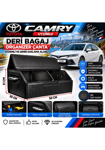 Toyota Camry Uyumlu Oto Bagaj Organizeri Deri Bagaj Kutu Çanta 1