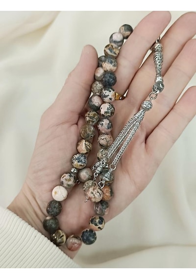 Tesbih 33 Lük Rodokrozit Taşı Doğal Taş Küre Kesim 10 Mm Tespih