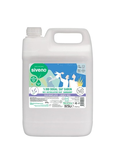 Siveno%100 Doğal Sıvı Kastil Sabun Lavanta Yağlı Yoğun Nemlendirici Arındırıcı Bitkisel Vegan 5000 Ml