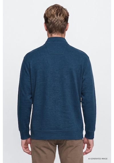 Wrangler Pamuklu Selanik Regular Fit Fermuarlı Erkek Sweatshirt W2620081406 Petrol Mavi