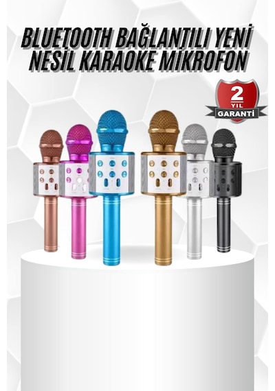 Karaoke - 3 - Mikrofon Bluetooth Bağlantılı Aux Girişli Uzun Pil Ömrü Yüksek - Muratech - Ses Kaliteli