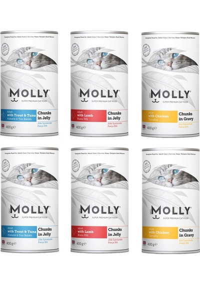Molly 3 Çeşit Karma Kedi Konservesi 400 G X 6 Adet