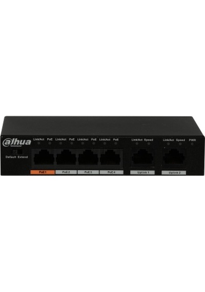 Dahua Pfs3006 4Et 60 4 Port 2 Uplink Hızlı Ethernet Poe Switch