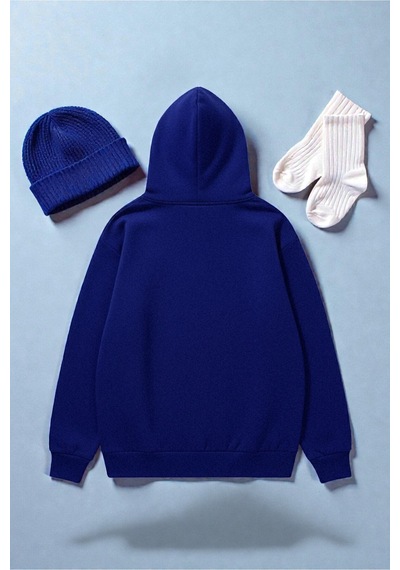 Uyguntarz Unisex Eternal Light Baskılı Oversize Sweatshirt Mavi