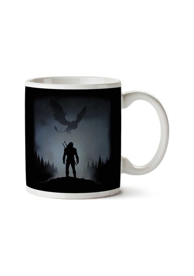 Witcher Wild Hunt Silhouette With Griffin İki Tarafı Baskılı Kupa Bardak