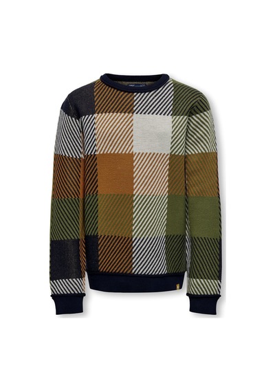 Only Kobsage L/s Check Crew Neck Knt Kız Çocuk Çok Renkli Kazak - 15299062