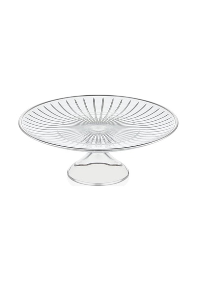 Decorium Cam Ayaklı 26 Cm Servis Tabağı Accademia Platin M06452-ab Şeffaf