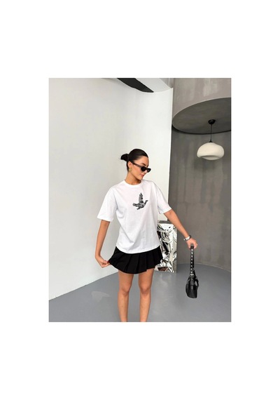 Butik İstanbul Kısa Kol Baskılı T-shirt - Beyaz