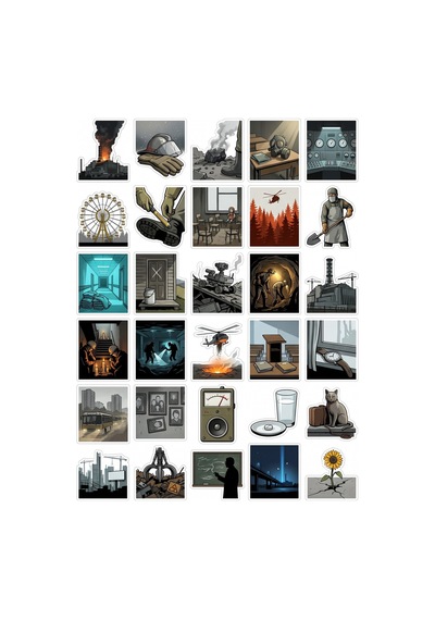 30 Adet Chernobyl Temalı Sticker Seti - Laptop Defter Telefon İçin Çok Renkli