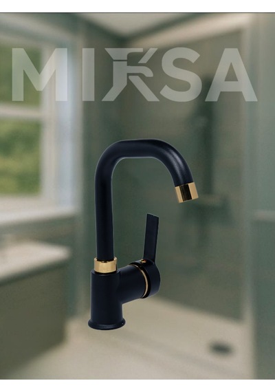 Lüx Siyah-gold Armut Köşe Borulu Banyo Lavabo Bataryası, Musluğu, Çeşmesi Çift Su Girişli