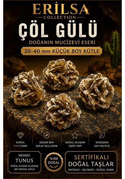 Sertifikalı Çöl Gülü Taşı Kütle - 20-40 Mm Küçük Boy Doğal Jips K
