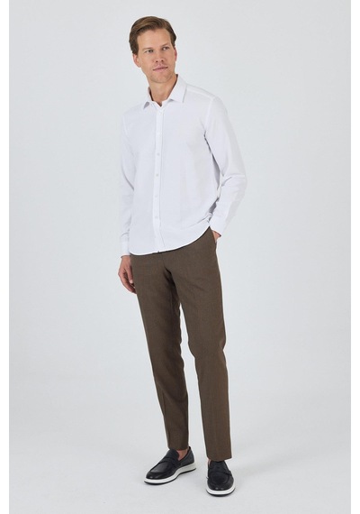 İmza Uzun Kol Desenli Armürlü Sert Yaka Cepsiz Pamuklu Classic Slim Fit Gömlek 1004250194 Beyaz İmza Uzun Kol Desenli Armürlü Sert Yaka Cepsiz Pamuklu Classic Slim Fit Gömlek 1004250194 Beyaz
