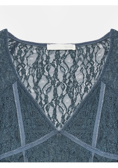 Dilvin 32625 Dantel Şerit Detaylı Top-indigo İndigo