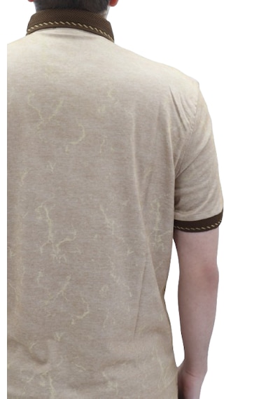 Santa Dmctekstil Erkek Kavis-113 Desenli Spor Kesim Rahat Kalıp Cepsiz Polo Yaka T-shirt Camel