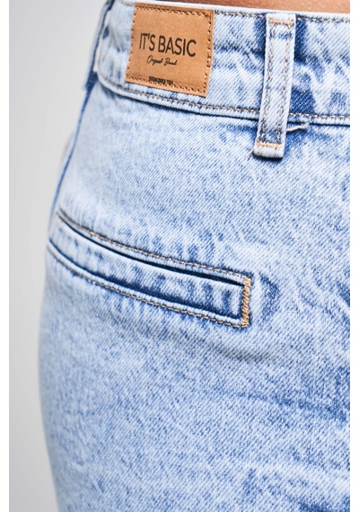 it's basic Kadın Ice Kot Rengi 11s5-3 Süper Mini Boy %100 Koton Denim Mini Şort Kot Rengi İce
