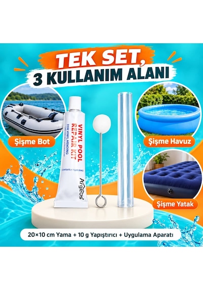 Argeus Şişme Bot Havuz Ve Yatak Tamir Kiti 20x10 Cm Yama 10 G Yapıştırıcı