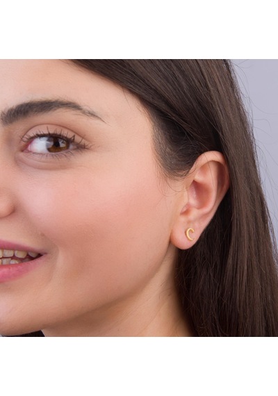 Goldkupe 14 Ayar Altın C Harf Küpe 0,45 Gr-1361