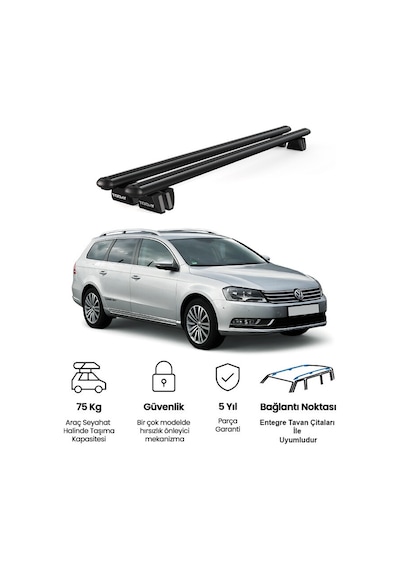 Pençe Volkswagen Passat Variant B7 2010-2014 Uyumlu Siyah Ara Atkı Port Bagaj Tavan Barı