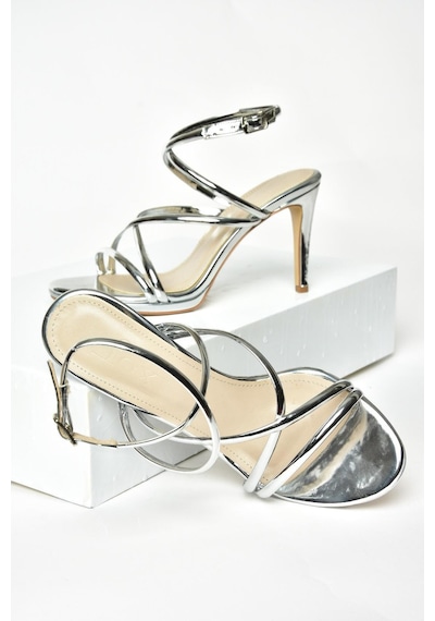 Fox Shoes S569716534 Gümüş Ayna İnce Topuklu Kadın Abiye Ayakkabı Gümüş