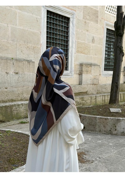 Qalortex Scarf Pamuklu Soft Rânâ Desen Eşarp-antrasit/kahve