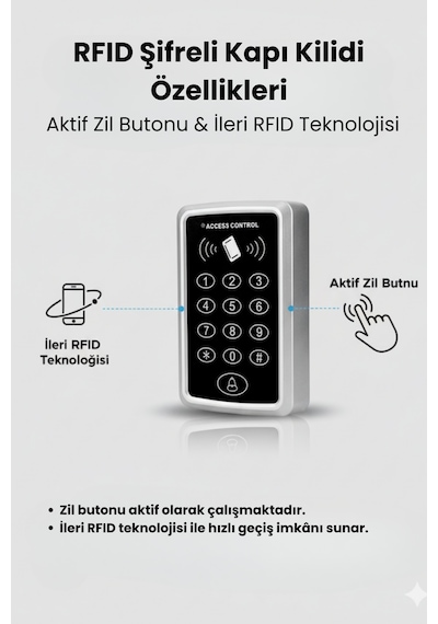 Rfıd Şifreli Kapı Kilidi Şifreli Ve Kartlı Geçiş Sistemi Kartlı Geçiş Kontrol Sistemi 10boncuklı