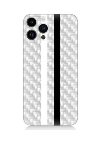 Apple Uyumlu iPhone 14 Pro Max Silikon Kılıf Siyah Beyaz Metal Motif