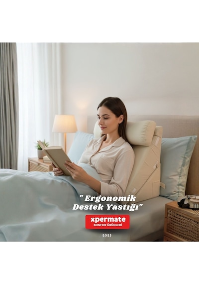 Ergonomik Destek Yastığı Baş, Sırt, Bel Ve Bacak Desteği Bej