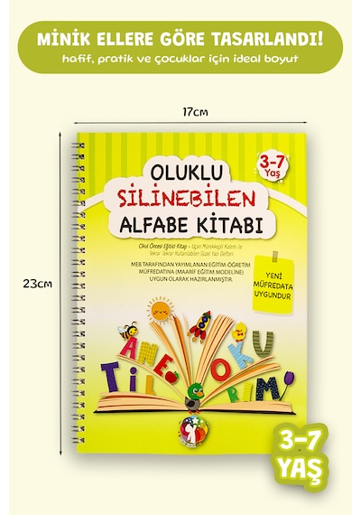 Oluklu Silinebilen Alfabe Yazı Kitabı Sihirli Kalemli Kabartmalı Yaz-sil Okul Öncesi 3 6 Yaş